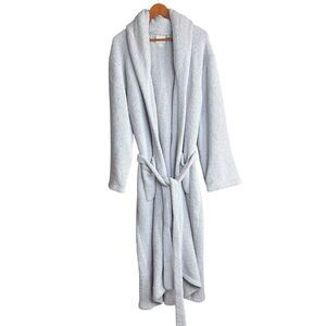 Kashwere Robe Chenilla Classic Size L Gray Ribbed Heathered Spa Loungewear Large